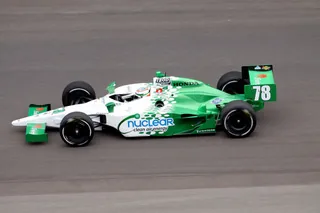 Historical photo of IndyCar racing used as a nuclear advocacy platform